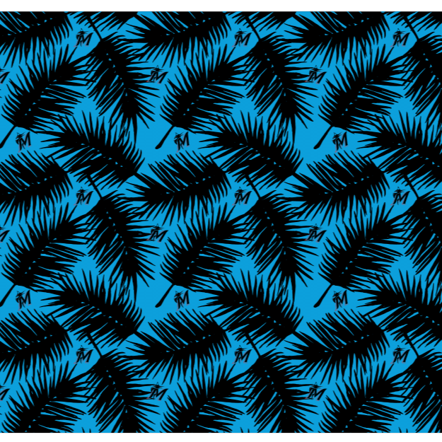 MLB Miami Marlins cooling sun scarf, Big Palm with repeating cap logo. Made in the USA. Vertical Athletics Brand.