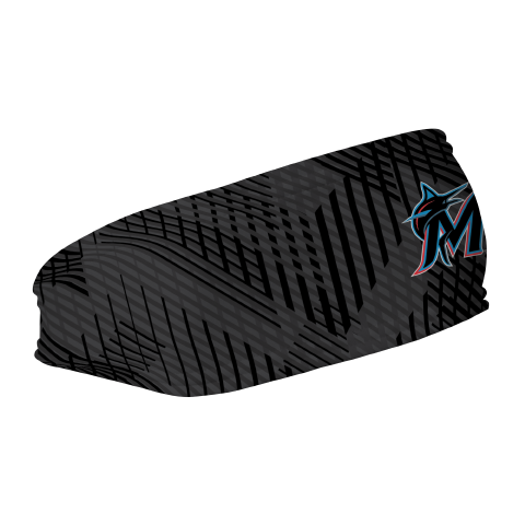 MLB Miami Marlins fleece headband with Sport Plaid. Made in the USA, Vertical Athletics brand.  