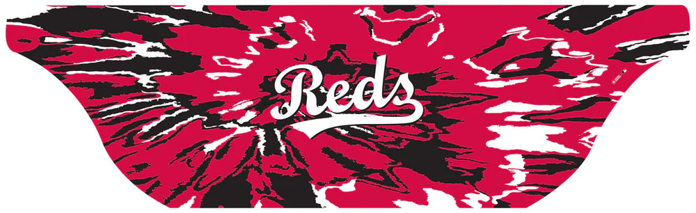 MLB licensed Cincinnati Reds Triple Play Cooling Bundle: Cooling Sun Scarf with Wordmark Tie-Dye. Made in USA. Vertical Athletics Brand.