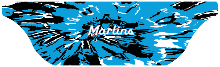 MLB licensed Miami Marlins Triple Play Cooling Bundle: Cooling Sun Scarf with Wordmark Tie-Dye. Made in USA. Vertical Athletics Brand. 