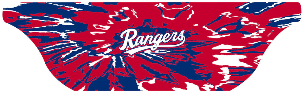 MLB licensed Texas Rangers Triple Play Cooling Bundle: Cooling Sun Scarf with Wordmark Tie-Dye. Made in USA. Vertical Athletics Brand.