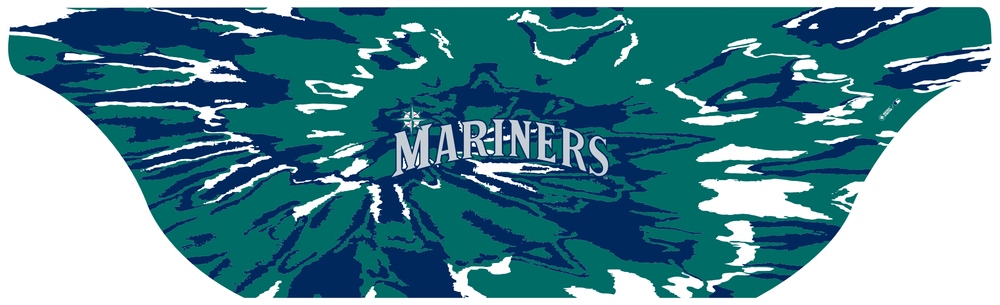 MLB licensed Seattle Mariners Triple Play Cooling Bundle: Cooling Sun Scarf with Wordmark Tie-Dye. Made in USA. Vertical Athletics Brand. 
