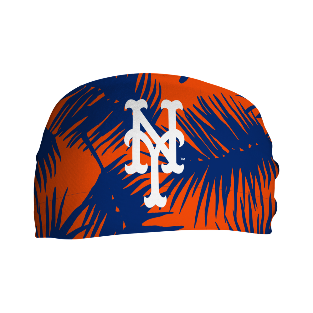 MLB licensed New York Mets cooling headband with Big Palm Cap Logo. Made in the USA, Vertical  Athletics brand.   