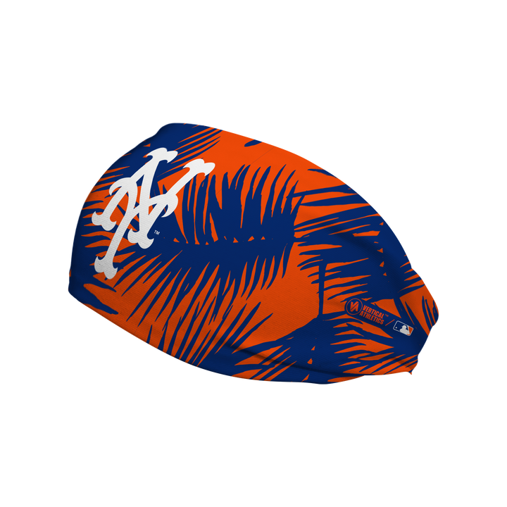 MLB licensed New York Mets cooling headband with Big Palm Cap Logo. Made in the USA, Vertical  Athletics brand.   
