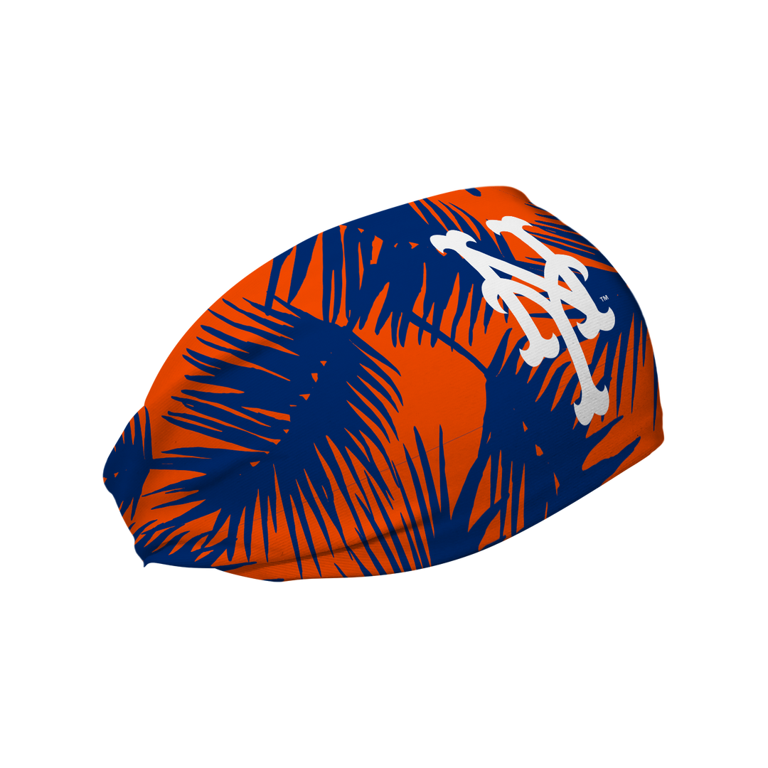 MLB licensed New York Mets cooling headband with Big Palm Cap Logo. Made in the USA, Vertical  Athletics brand.   