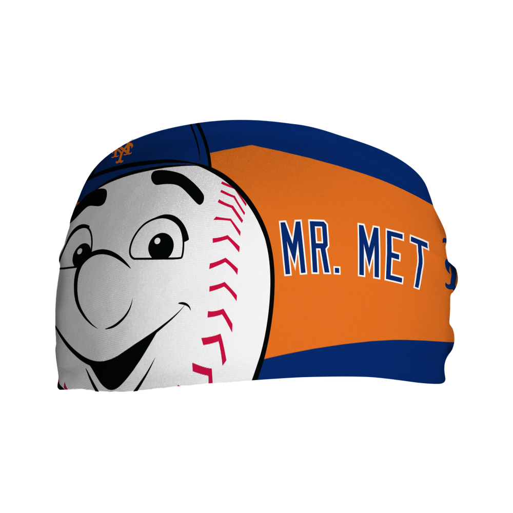 MLB licensed New York Mets Mascot Nameplate cooling headband. Made in the USA. Vertical Athletics brand.