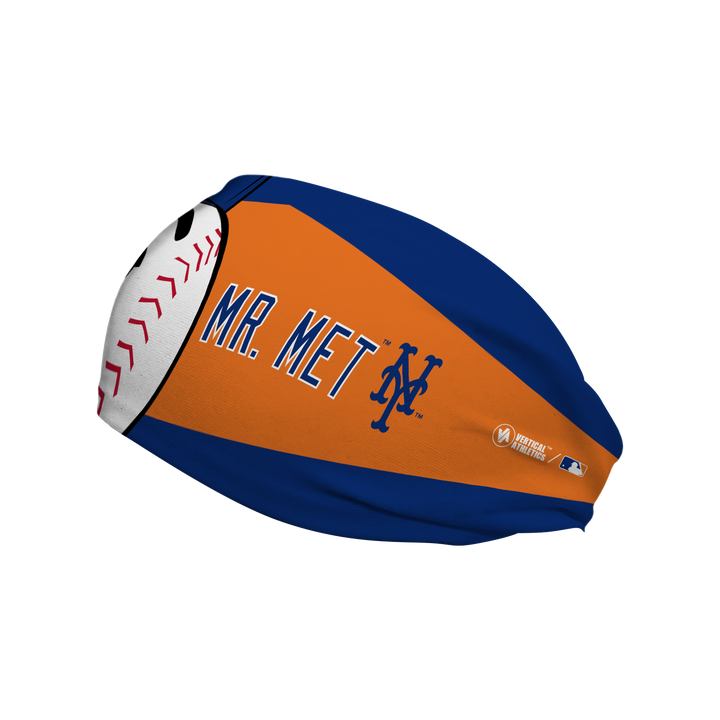 MLB licensed New York Mets Mascot Nameplate cooling headband. Made in the USA. Vertical Athletics brand.