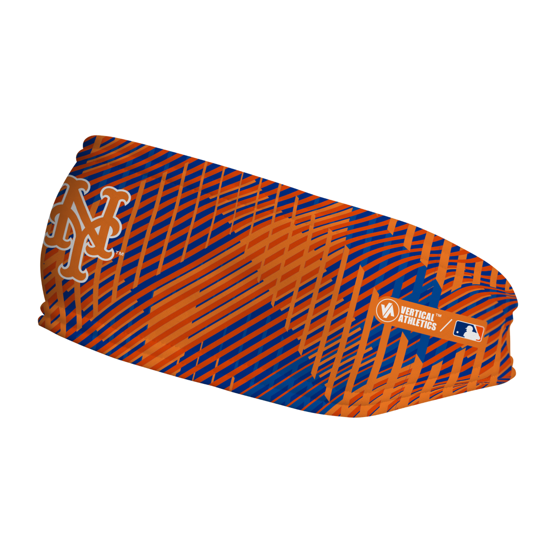 MLB New York Mets fleece headband with Sport Plaid. Made in the USA, Vertical Athletics brand.  
