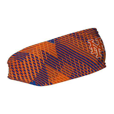 MLB New York Mets fleece headband with Sport Plaid. Made in the USA, Vertical Athletics brand.  