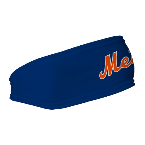 MLB New York Mets fleece headband with Wordmark. Made in the USA, Vertical Athletics brand. 