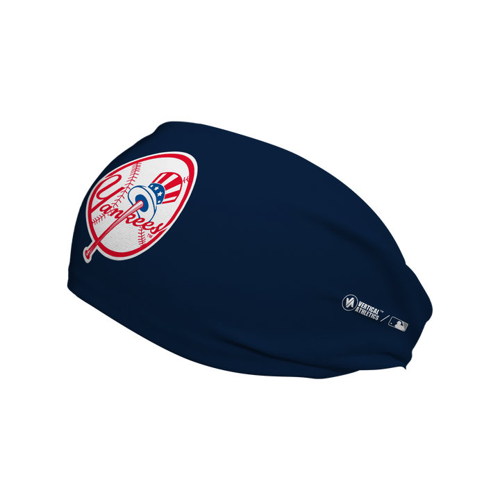MLB New York Yankees cooling headband with Alt Logo. Made in the USA, Vertical Athletics brand. 