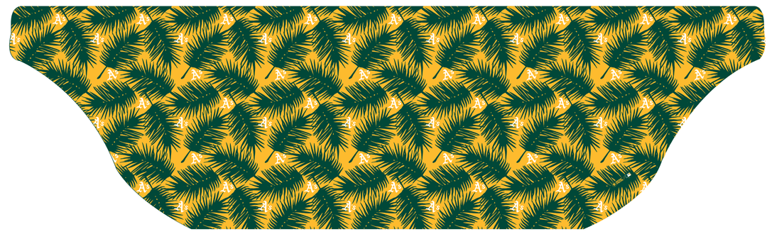 MLB Athletics cooling sun scarf, Big Palm with repeating cap logo. Made in the USA. Vertical Athletics Brand.
