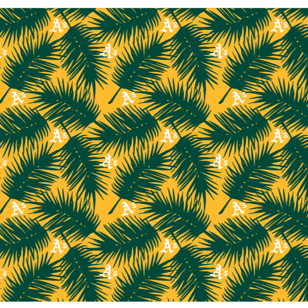 MLB Athletics cooling sun scarf, Big Palm with repeating cap logo. Made in the USA. Vertical Athletics Brand.
