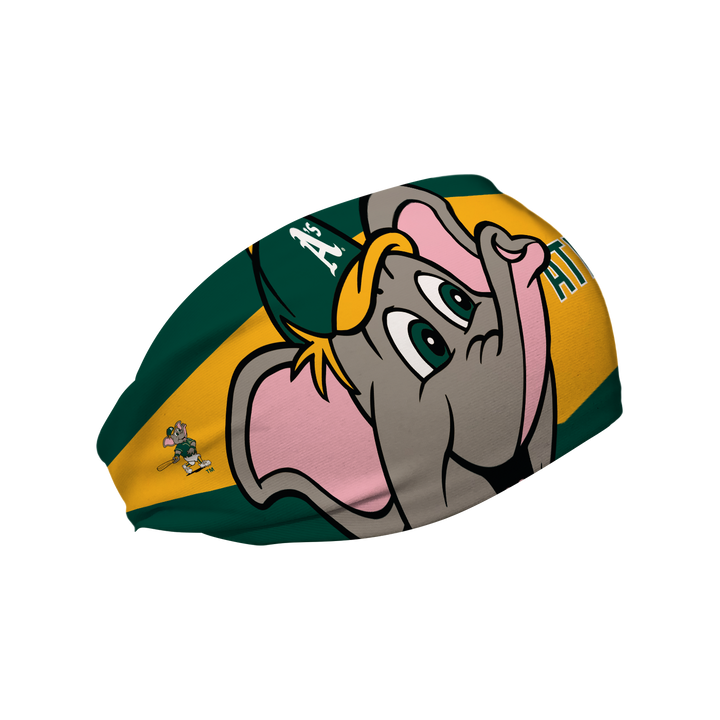 MLB licensed Athletics cooling headband with Stomper Mascot Stare. Made in the USA, Vertical Athletics brand.  