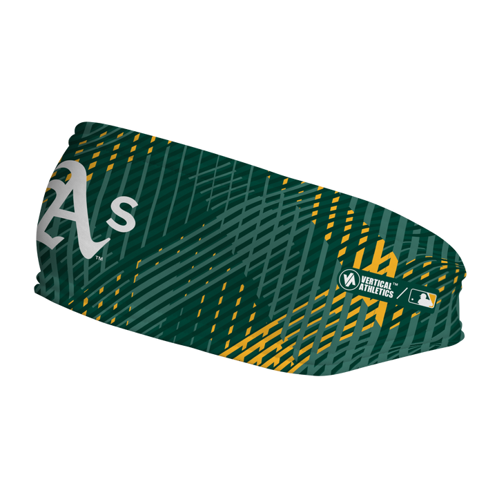 MLB Athletics fleece headband with Sport Plaid. Made in the USA, Vertical Athletics brand.  