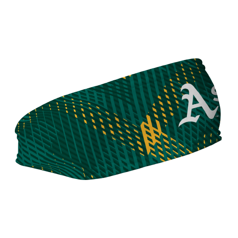 MLB Athletics fleece headband with Sport Plaid. Made in the USA, Vertical Athletics brand.  
