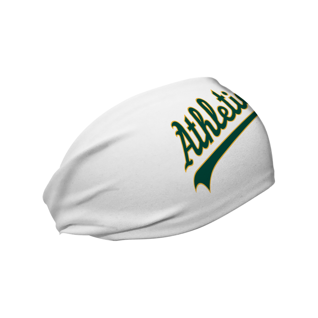 MLB licensed Oakland Athletics cooling headband with Wordmark logo. Made in the USA, Vertical Athletics brand.  