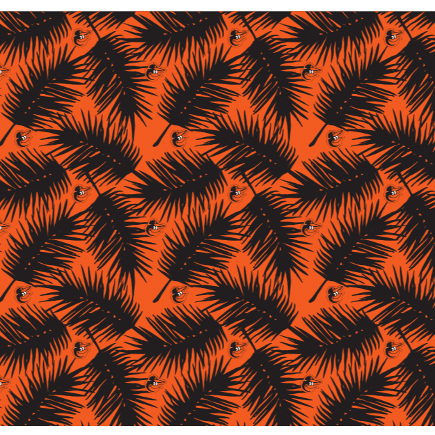 MLB Baltimore Orioles cooling sun scarf, Big Palm with repeating cap logo. Made in the USA. Vertical Athletics Brand.
