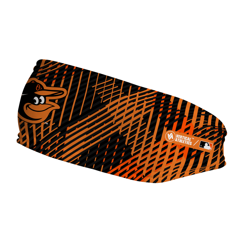 MLB Boston Orioles fleece headband with Sport Plaid. Made in the USA, Vertical Athletics brand.  