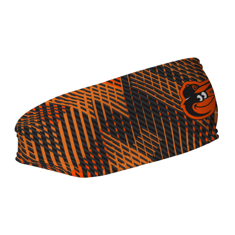 MLB Boston Orioles fleece headband with Sport Plaid. Made in the USA, Vertical Athletics brand.  