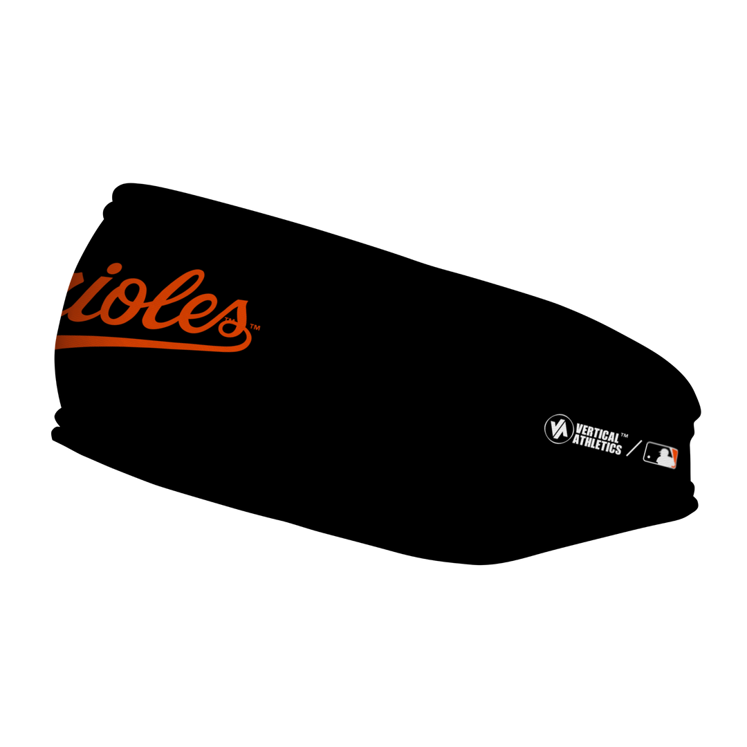 MLB Boston Orioles fleece headband with Wordmark. Made in the USA, Vertical Athletics brand.  