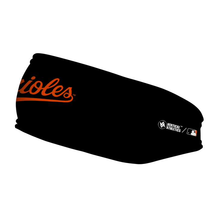 MLB Boston Orioles fleece headband with Wordmark. Made in the USA, Vertical Athletics brand.  