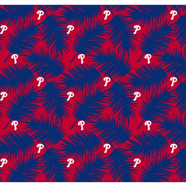 MLB Philadelphia Phillies cooling sun scarf, Big Palm with repeating cap logo. Made in the USA. Vertical Athletics Brand.