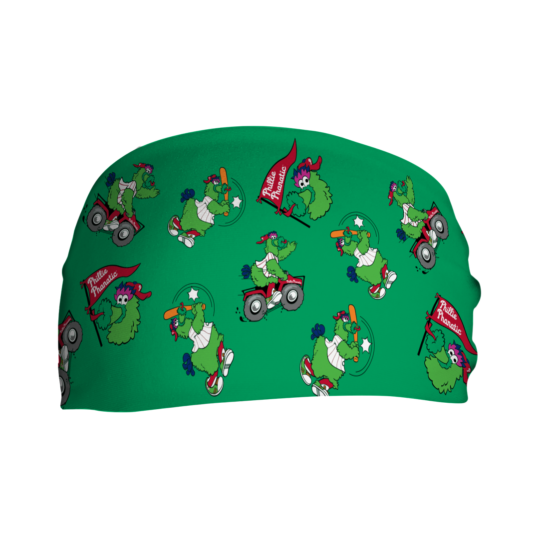 MLB Philadelphia Phillies cooling headband with Mascot All Over. Made in USA, Vertical  Athletics brand.  
