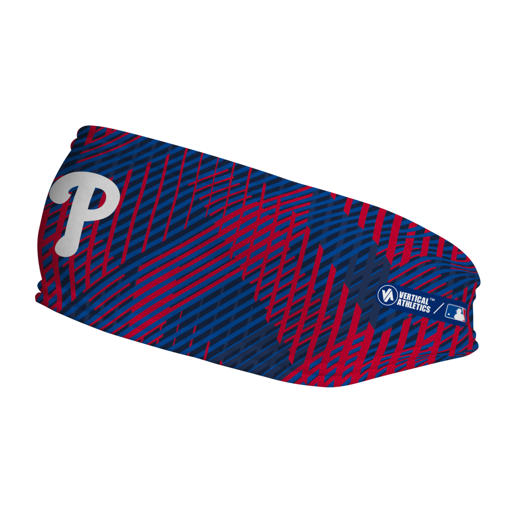 MLB Philadelphia Phillies fleece headband with Sport Plaid. Made in the USA, Vertical Athletics brand.  