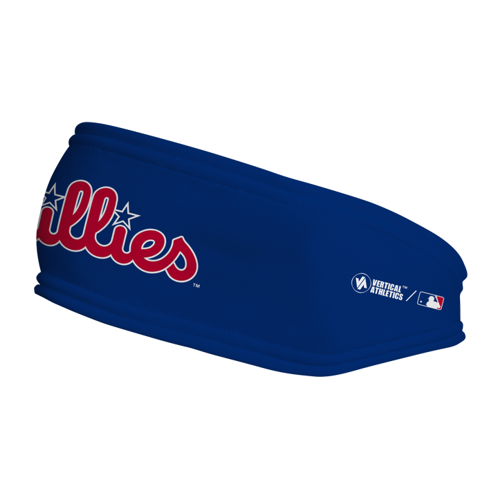 MLB Philadelphia Phillies fleece headband with Wordmark. Made in the USA, Vertical Athletics brand.  