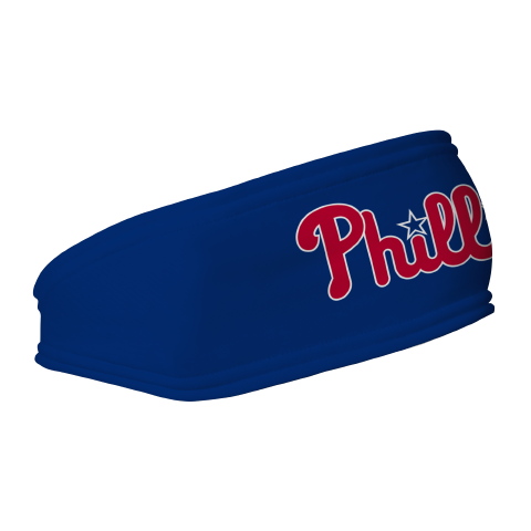 MLB Philadelphia Phillies fleece headband with Wordmark. Made in the USA, Vertical Athletics brand.  