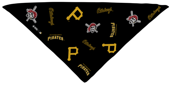 MLB licensed Pittsburgh Pirates Triple Play Cooling Bundle: Cooling Triangle Bandana with All Over logo. Made in USA. Vertical Athletics Brand. 