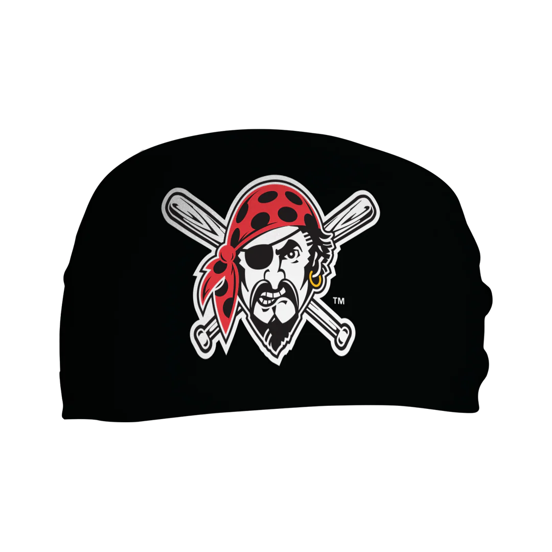 MLB licensed Pittsburgh Pirates Triple Play Cooling Bundle: Cooling Headband with Alt Logo Made in USA. Vertical Athletics Brand.