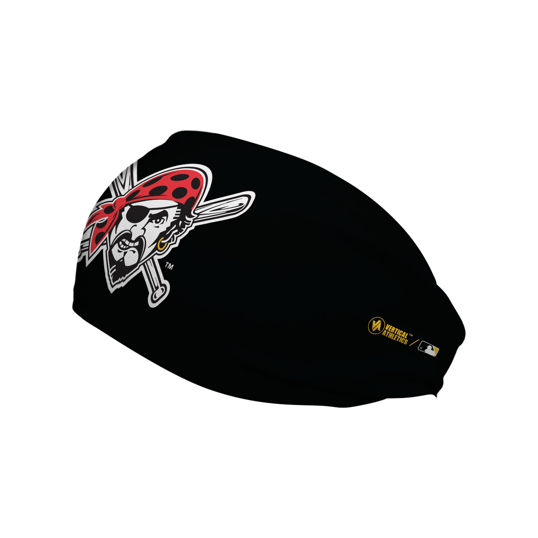 MLB licensed Pittsburgh Pirates cooling headband with Alt Logo. Made in the USA, Vertical Athletics. 