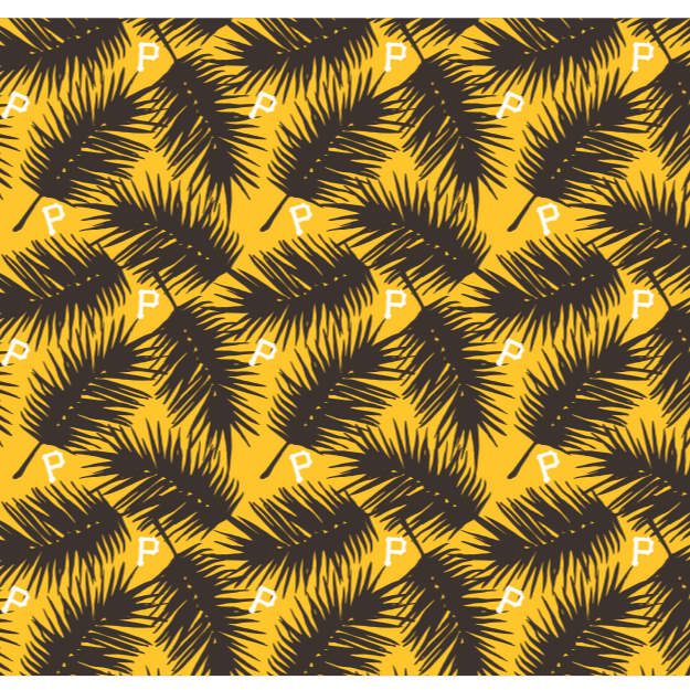 MLB Pittsburgh Pirates cooling sun scarf, Big Palm with repeating cap logo. Made in the USA. Vertical Athletics Brand.