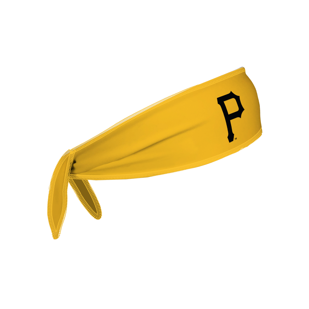 MLB Pittsburgh Pirates reversible tieback cooling headband with Cap Logo and Repeating Mascot. Made in the USA, Vertical Athletics brand.