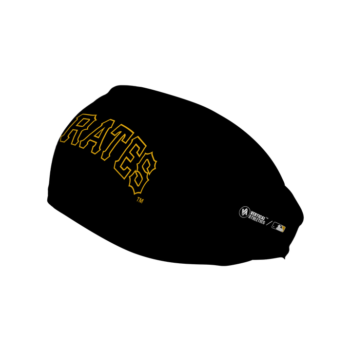 MLB Pittsburgh Pirates cooling headband with Wordmark Black. Made in USA, Vertical Athletics brand. 