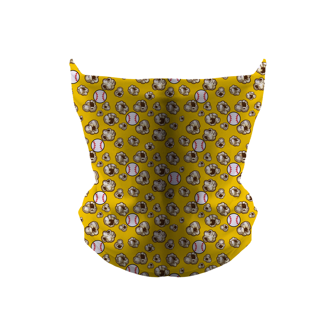 Cooling Gaiter: Popcorn Baseball. Made in USA. Vertical Athletics Brand.
