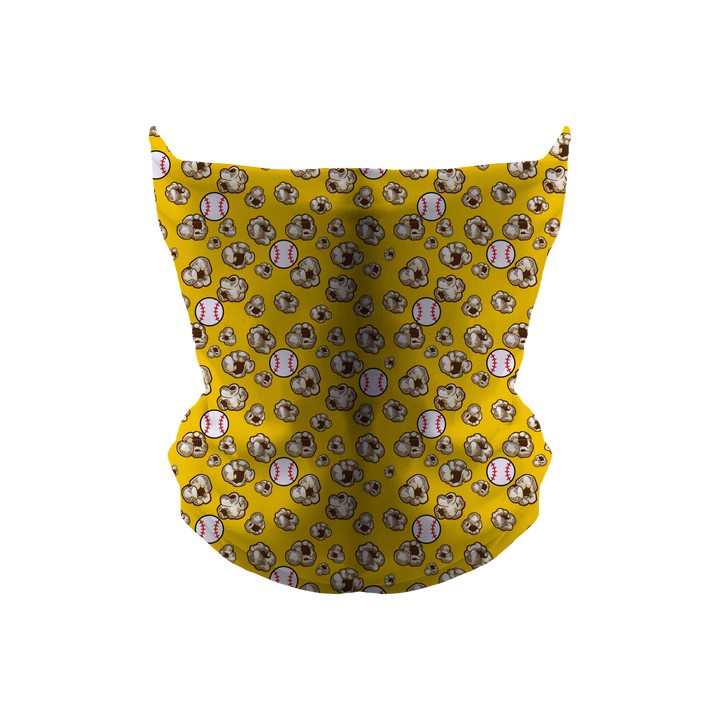 Cooling Gaiter: Popcorn Baseball. Made in USA. Vertical Athletics Brand.