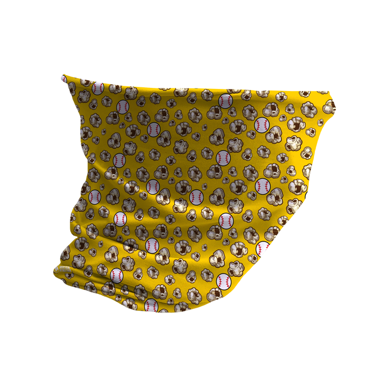 Cooling Gaiter: Popcorn Baseball. Made in USA. Vertical Athletics Brand.