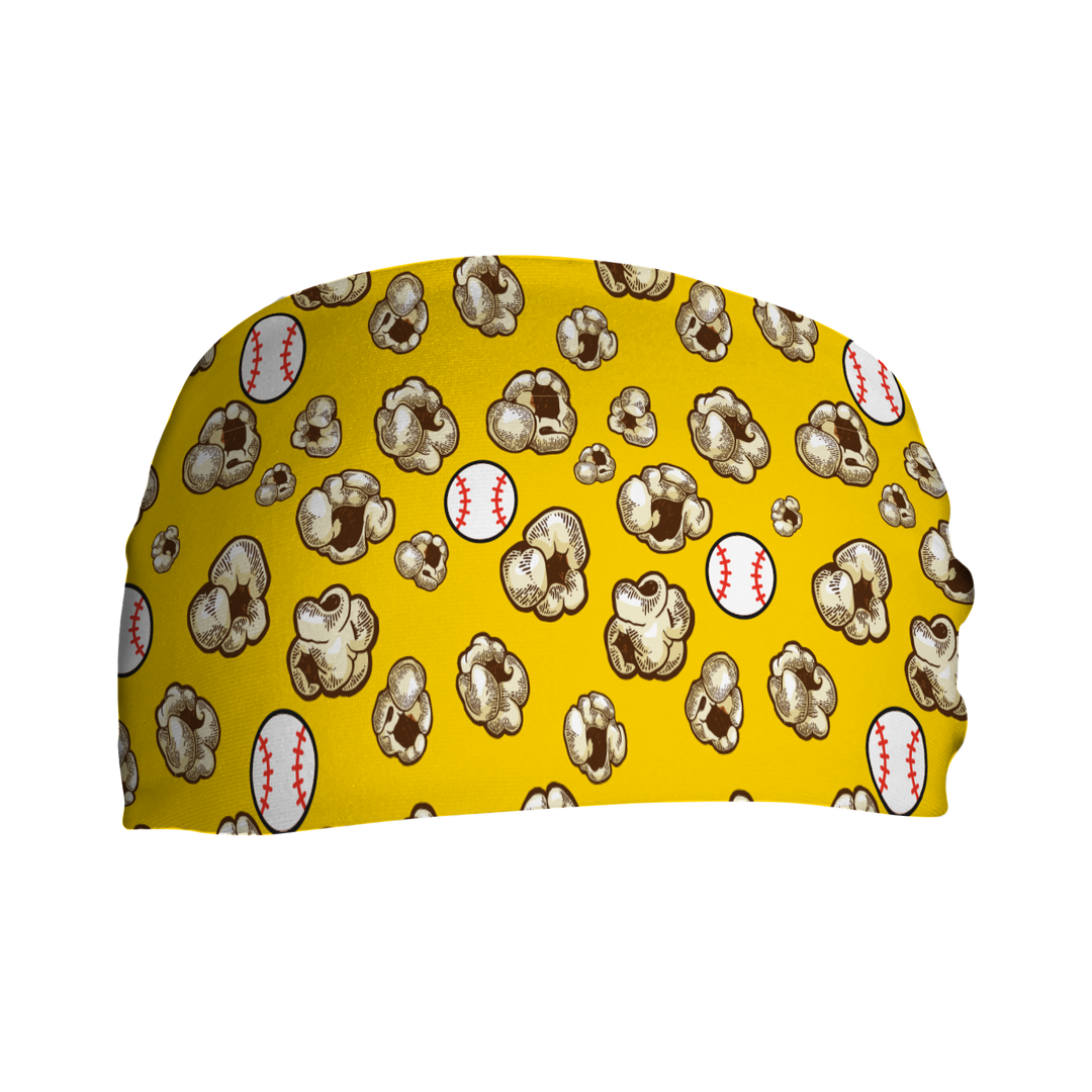 Fashion Cooling Headband: Popcorn Baseball. Made in USA. Vertical Athletics Brand.