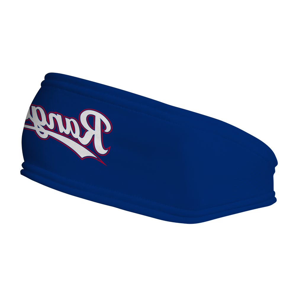 MLB Texas Rangers fleece headband with Wordmark. Made in the USA, Vertical Athletics brand.  