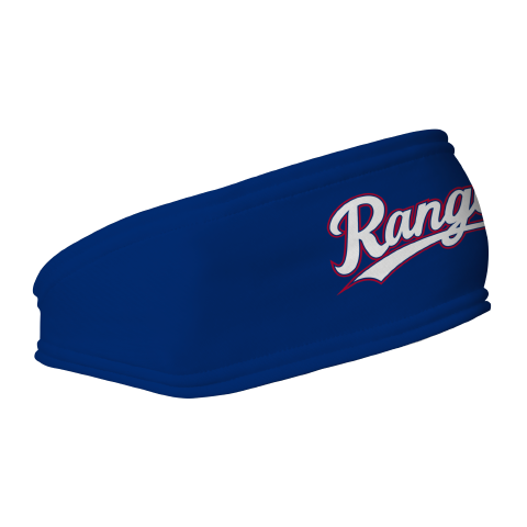 MLB Texas Rangers fleece headband with Wordmark. Made in the USA, Vertical Athletics brand.  