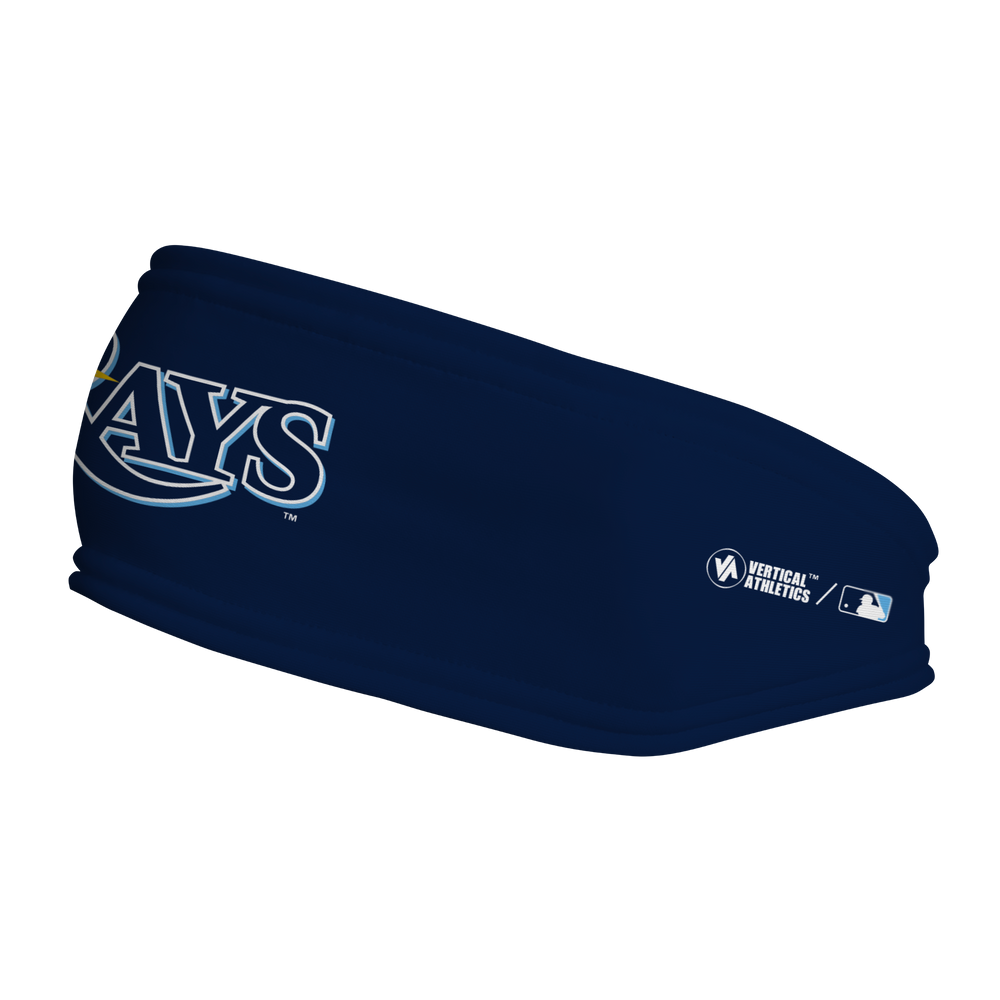 MLB Tampa Bay Rays fleece headband with Wordmark. Made in the USA, Vertical Athletics brand.  