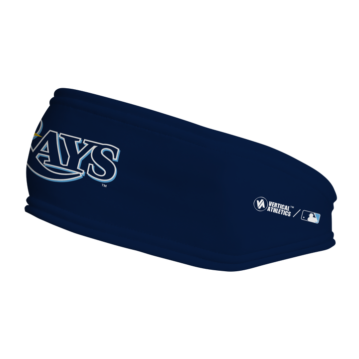 MLB Tampa Bay Rays fleece headband with Wordmark. Made in the USA, Vertical Athletics brand.  
