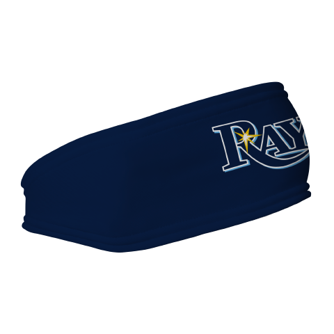MLB Tampa Bay Rays fleece headband with Wordmark. Made in the USA, Vertical Athletics brand.  