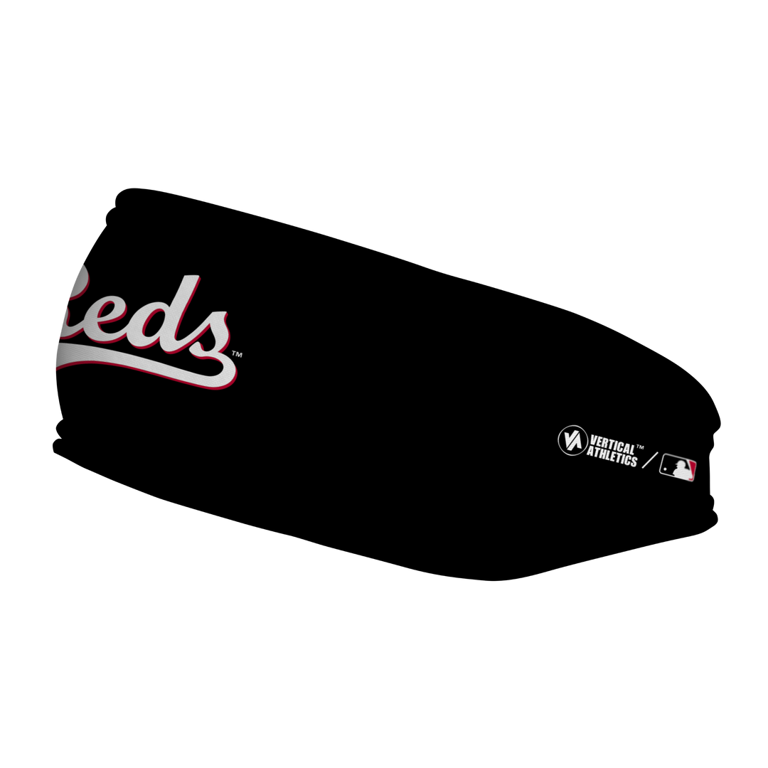 MLB Cincinnati Reds fleece headband with Wordmark. Made in the USA, Vertical Athletics brand.  
