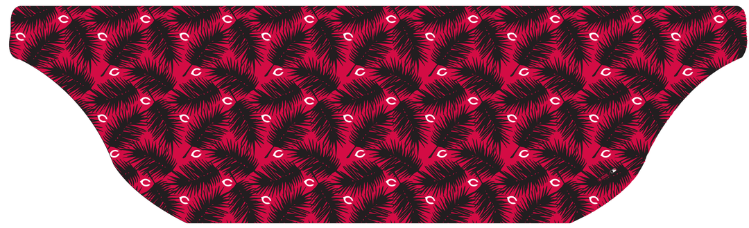 MLB Cincinnati Reds cooling sun scarf, Big Palm with repeating cap logo. Made in the USA. Vertical Athletics Brand.