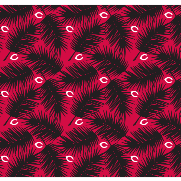 MLB Cincinnati Reds cooling sun scarf, Big Palm with repeating cap logo. Made in the USA. Vertical Athletics Brand.