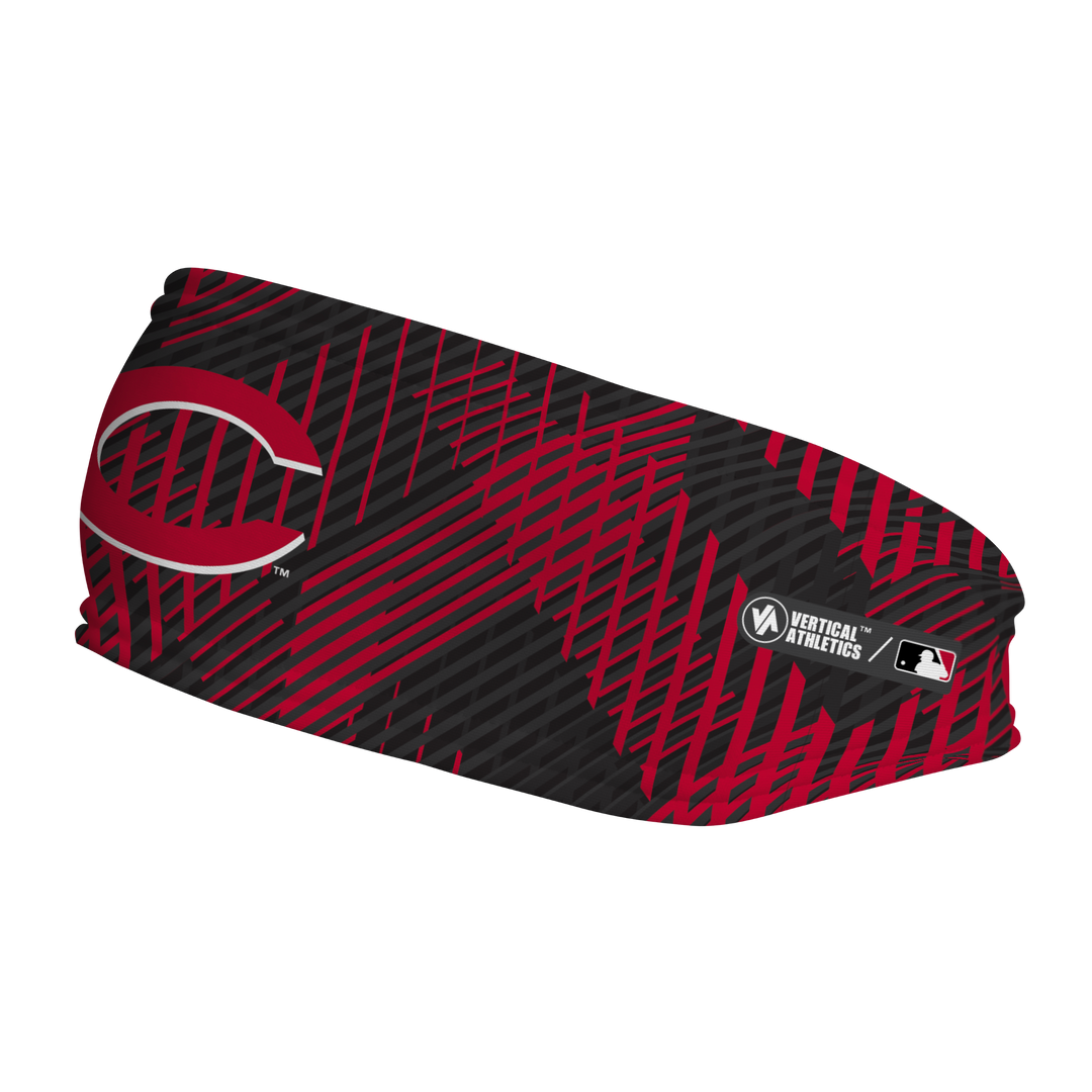 MLB Cincinnati Reds fleece headband with Sport Plaid. Made in the USA, Vertical Athletics brand.  